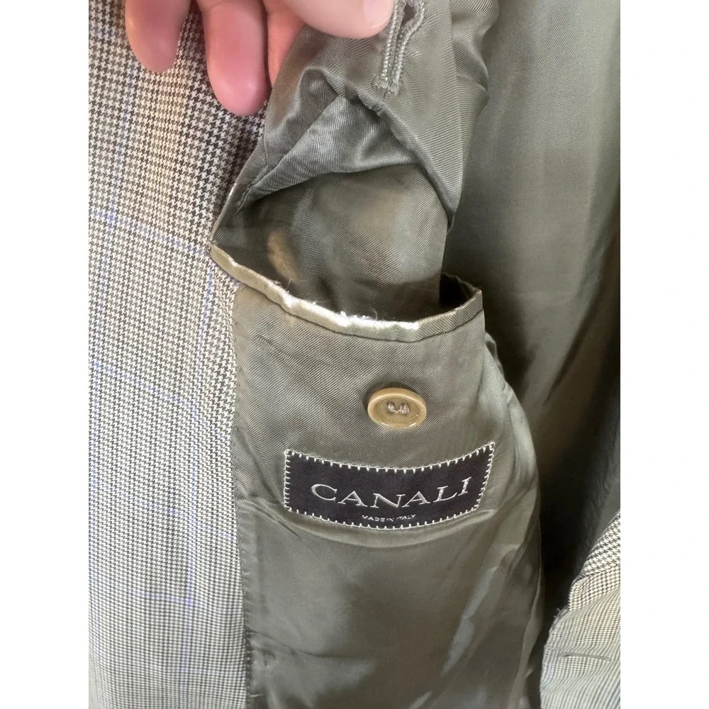 Canali Mens 40R Wool Blazer Sport Coat Glen Check Plaid Italy Harry Rosen